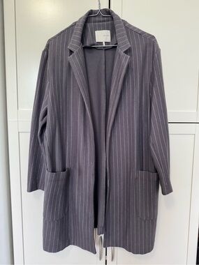 OAK + FORT Gray Pinstripe Oversized Blazer